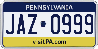 PA license plate JAZ0999