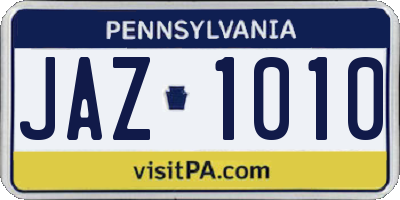 PA license plate JAZ1010
