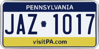 PA license plate JAZ1017