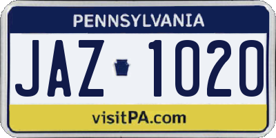 PA license plate JAZ1020