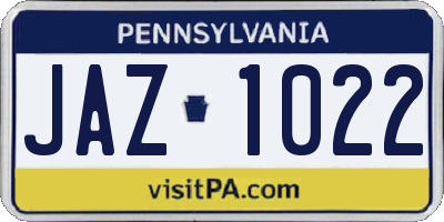 PA license plate JAZ1022