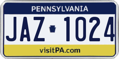 PA license plate JAZ1024