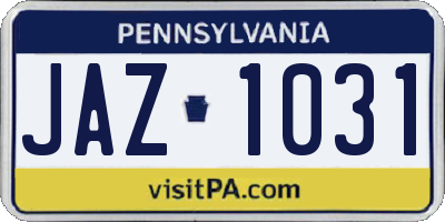 PA license plate JAZ1031