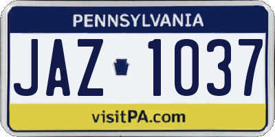 PA license plate JAZ1037
