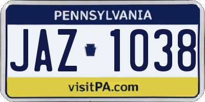 PA license plate JAZ1038