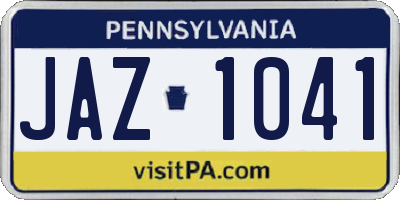 PA license plate JAZ1041