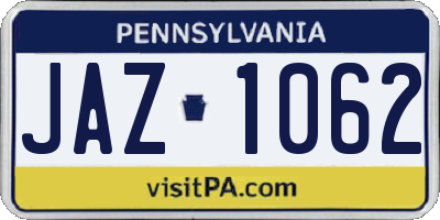 PA license plate JAZ1062