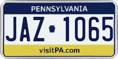 PA license plate JAZ1065