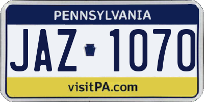 PA license plate JAZ1070