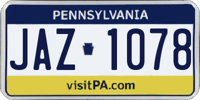 PA license plate JAZ1078