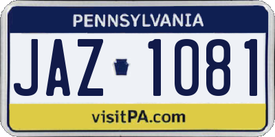 PA license plate JAZ1081