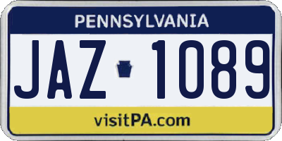 PA license plate JAZ1089