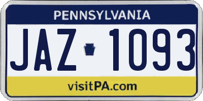 PA license plate JAZ1093