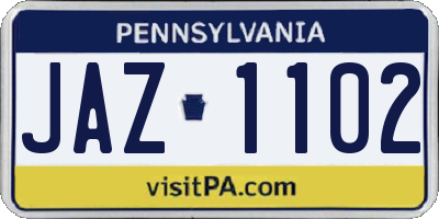 PA license plate JAZ1102