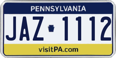 PA license plate JAZ1112