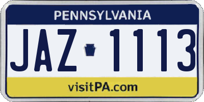 PA license plate JAZ1113