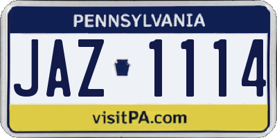 PA license plate JAZ1114