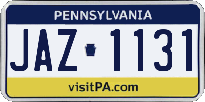 PA license plate JAZ1131