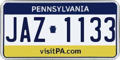 PA license plate JAZ1133