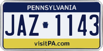 PA license plate JAZ1143
