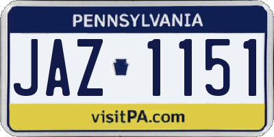PA license plate JAZ1151