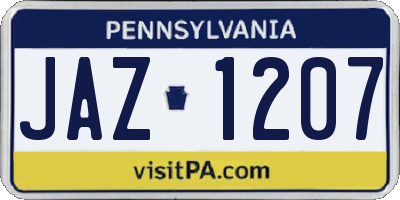 PA license plate JAZ1207
