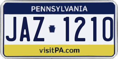 PA license plate JAZ1210