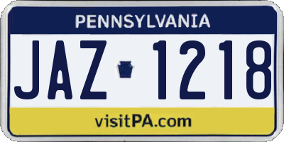 PA license plate JAZ1218