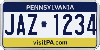 PA license plate JAZ1234
