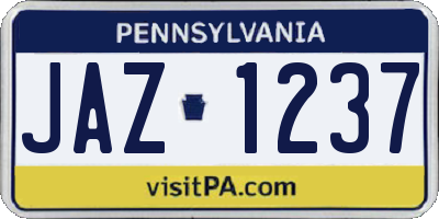 PA license plate JAZ1237