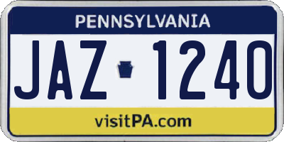 PA license plate JAZ1240