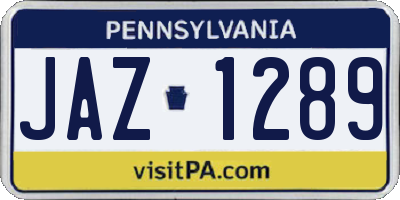 PA license plate JAZ1289