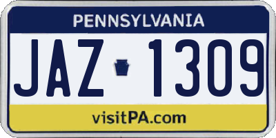 PA license plate JAZ1309