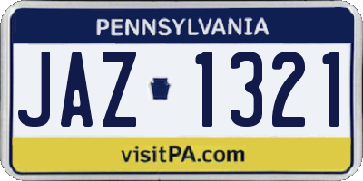 PA license plate JAZ1321