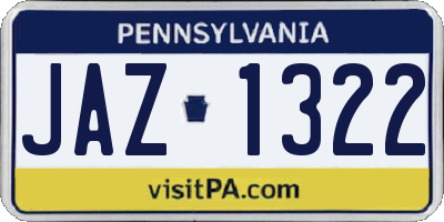 PA license plate JAZ1322