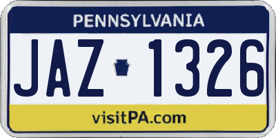 PA license plate JAZ1326