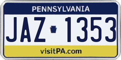PA license plate JAZ1353