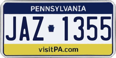 PA license plate JAZ1355