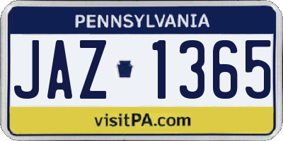 PA license plate JAZ1365