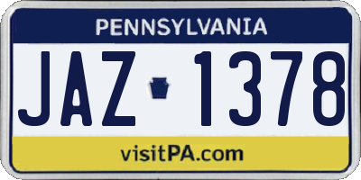 PA license plate JAZ1378