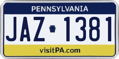 PA license plate JAZ1381