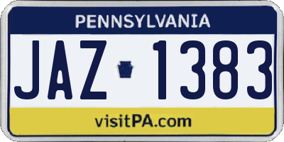 PA license plate JAZ1383