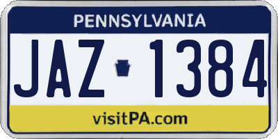 PA license plate JAZ1384