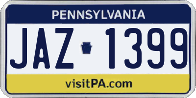 PA license plate JAZ1399