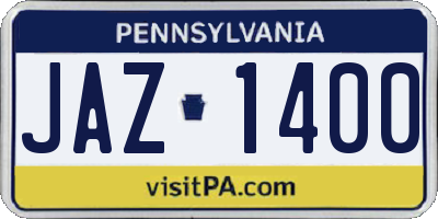 PA license plate JAZ1400