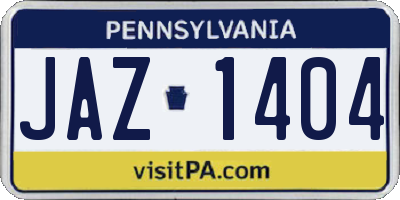 PA license plate JAZ1404