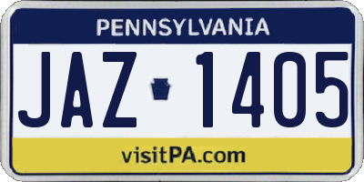 PA license plate JAZ1405