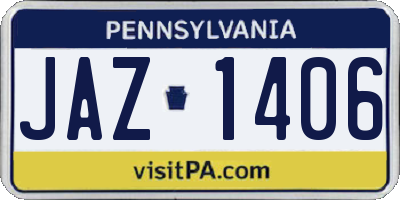 PA license plate JAZ1406