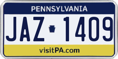 PA license plate JAZ1409