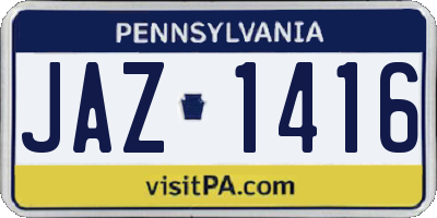 PA license plate JAZ1416